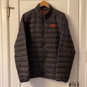 Mountain HardWear full-zip down jacket. Dark gray/orange. Men’s LARGE